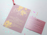 Foiled patterned vellum wedding invitation