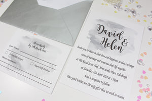 A6 Water colour printed wedding invitation