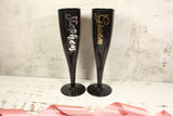 Personalised Champagne Flute - White, pink or black Plastic - Bridal Party Glasses - Hen party glass - Rose Gold - Glass with name