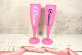 Personalised Champagne Flute - White, pink or black Plastic - Bridal Party Glasses - Hen party glass - Rose Gold - Glass with name