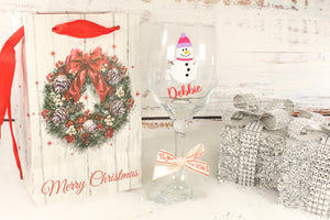 Christmas Personalised Gift Glass, Custom vinyl Text on Glassware, Bespoke Drinking Glass