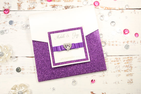 Luxury Glitter Diamante Clutch Wedding Invitation