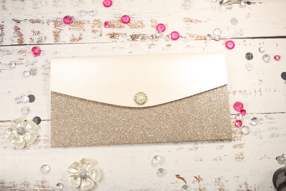 210x105 Luxury Glitter Diamante Wedding Invitation