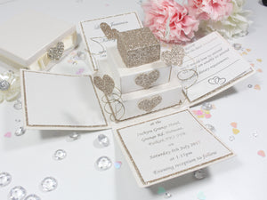 Luxury Glitter Square Cake Exploding Box Invitation