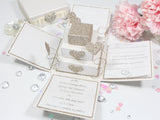 Luxury Glitter Square Cake Exploding Box Invitation